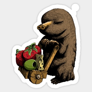 The mole that stole the strawberries and cheese Sticker